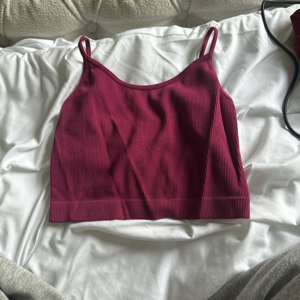 Wild Fable Burgundy Ribbed Crop Top